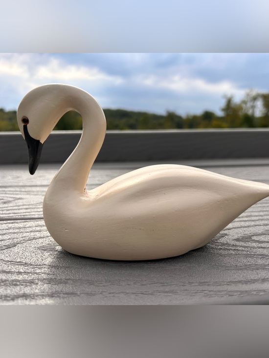 Source Unknown Other - Vintage Wooden Swan Figurine Cream Bird Sculpture Decoy decor